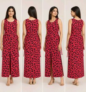 Stylish Red Floral Maxi Dress