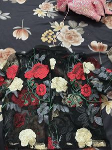 Elegant Floral Embroidered Sheer Blouse