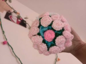 Handmade Crochet bouquet bottle holder