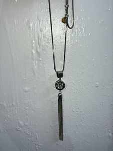 Long Silver Tassel Pendant Necklace