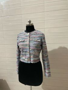 tweet Chic Textured Cropped Jacket