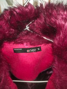 magenta Fur Collar Coat