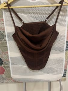 Brown Satin Corset Top size S US 4 Eu 36