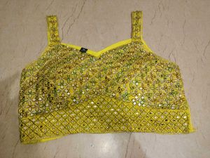 Yellow Mirror Work Blouse