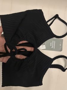 Black Ribbed Bikini Top