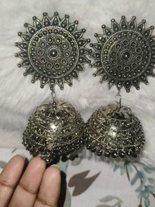 Boho Oxidised Jhumka Earrings