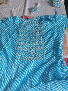 Beautiful Blue Striped Ethnic Gown