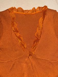 Cute Lace Trim Cardigan Top