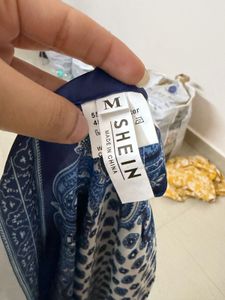 Shein Paisley Print Navy Blue Bandana Top