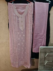 Pink Unstitched Dress Material