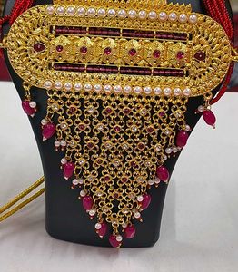 Ruby Rajisthani Gold-Tone Necklace set bridal look