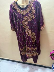 Embroidered Purple Kurta Set