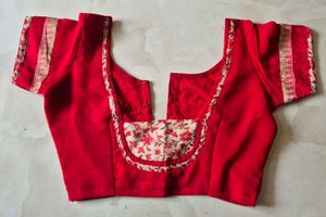 Vibrant Red and black Blouse
