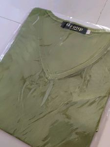 Sheer Mesh V-Neck Long Sleeve Top