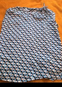 Geometric Print Top with Tie Neck
