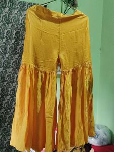 Bright Yellow Sharara Kurta with bottom for girls.