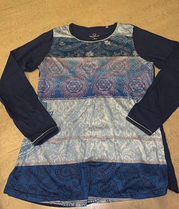 Blue Printed Pajama Top