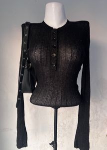 Sparkly Black Long Sleeve Top
