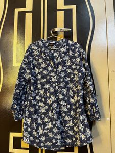 Blue Floral Print Blouse