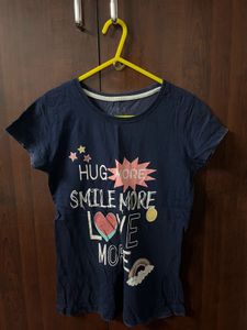 Cute Navy Blue Graphic T-Shirt
