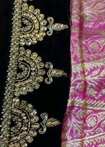 Light Wait Hot Pink With Black Jari Work And Di