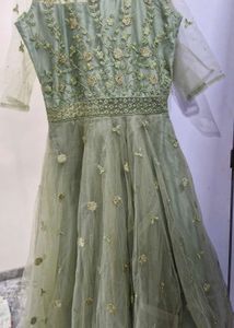 Elegant Green Embroidered Gown