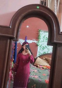 Maroon Kurta  set with Embellishments