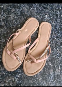 Women's Pink Chain Detail Flip Flops