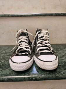Black High-Top Converse Style Sneakers