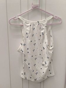 White Floral Racerback Tank Top