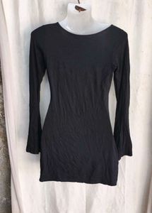 Elegant Black Long Sleeve Mini Dress