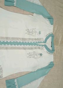 Elegant Sea Green &amp; White unique design dress