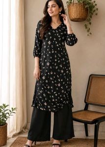 Elegant Black Floral Kurta set