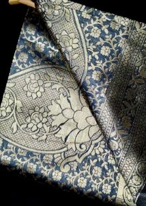 Elegant Grey Saree with Golden Floral Print