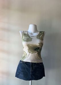 vintage Floral Print Sleeveless Tank Top