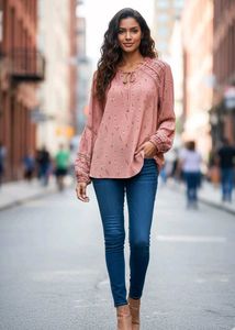 Branded Floral Print Balloon Sleeve Blouse