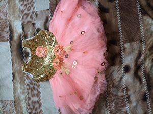 birthday frock for 1-2 year girl(peach color)