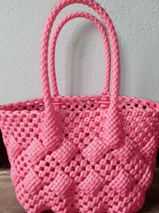Pink Woven  Bag