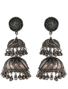 SHOSHA SILVER PLATED 2 IRON DOME EARRINGS