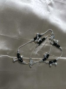 Stunning Black Crystal Anklets with bells