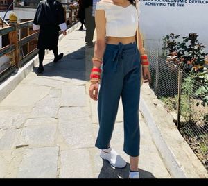 White Crop Top With  culottes Pants