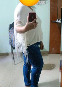 White Lace  woolen top