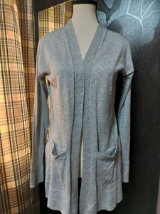 Grey Open Front Cardigan with Pockets 🩶