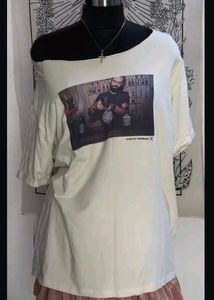 Oversized off shoulder Graphic Print  T-Shirt