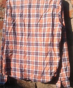 Orange &amp; Navy Plaid Button-Up Shirt