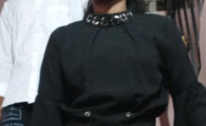 Chic Black Embellished Neck Top