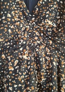 Tokyo Talkies Navy Blue Printed Fit &amp; Flare Midi D