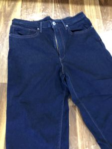 Men Dark Wash High-Waisted Jeans