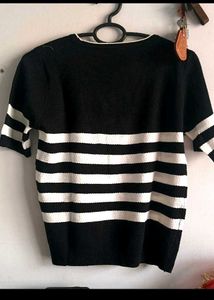 Striped Black &amp; White Korean Top
