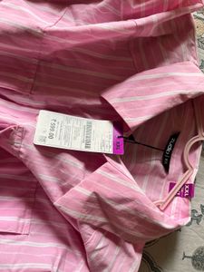 Pink Striped Cropped Shirt
